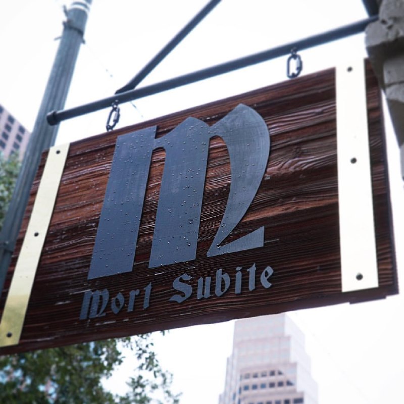The Mort Subite sign above the door on Congress Avenue