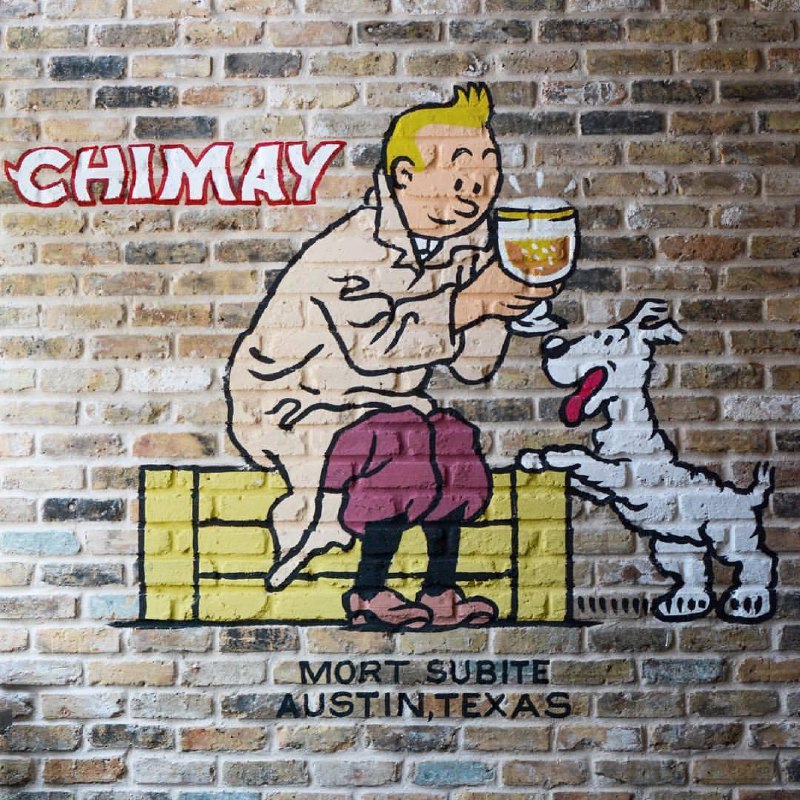 The Tintin and Chimay mural inside Mort Subite